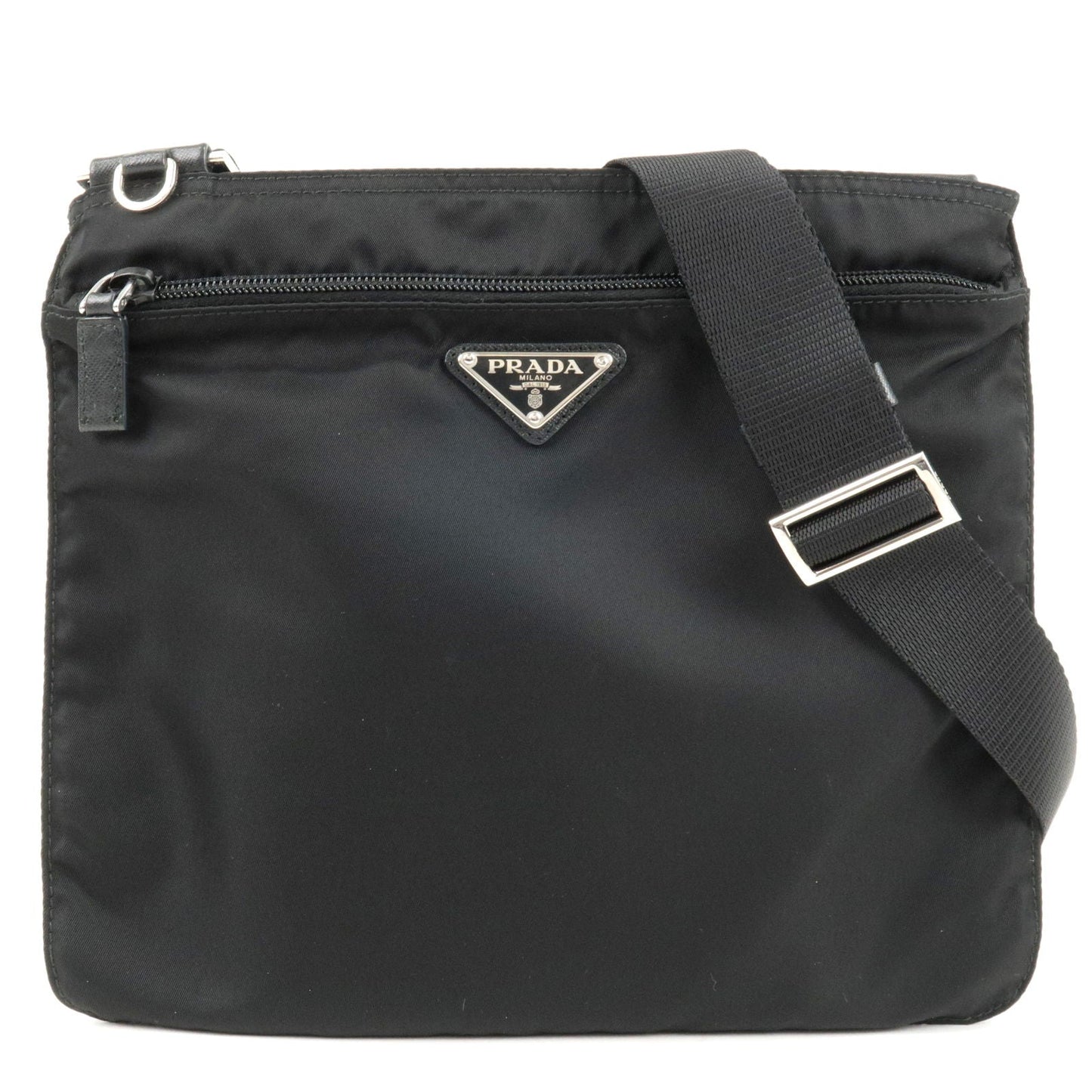Prada Prada Logo Nylon Leather Shoulder Bag Nero Black Black 36489 18