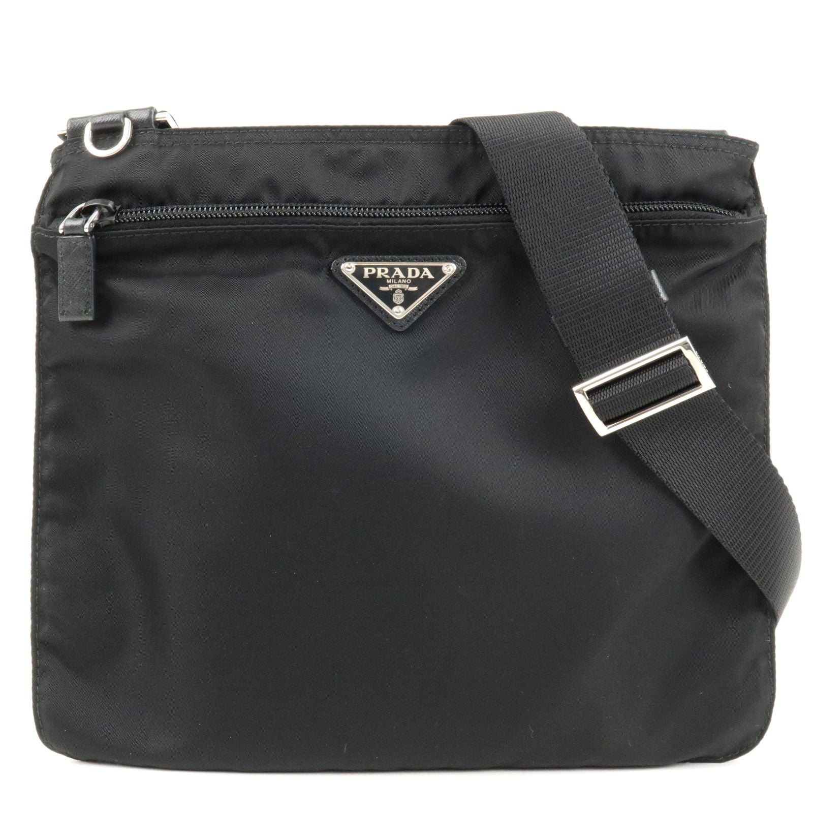 Prada Prada Logo Nylon Leather Shoulder Bag Nero Black Black 36489 18