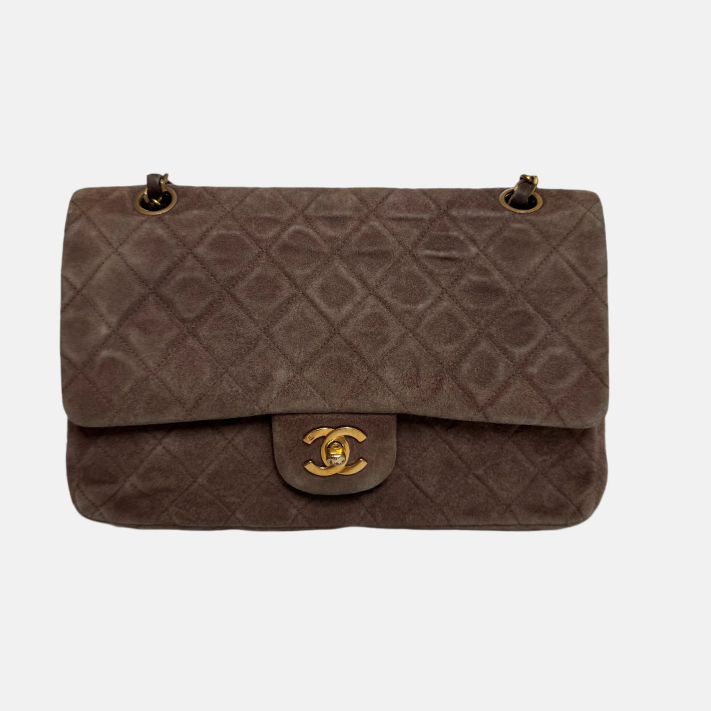 Chanel Classic Flap Suede 24k HW Brown Gold Small Leather Handbag