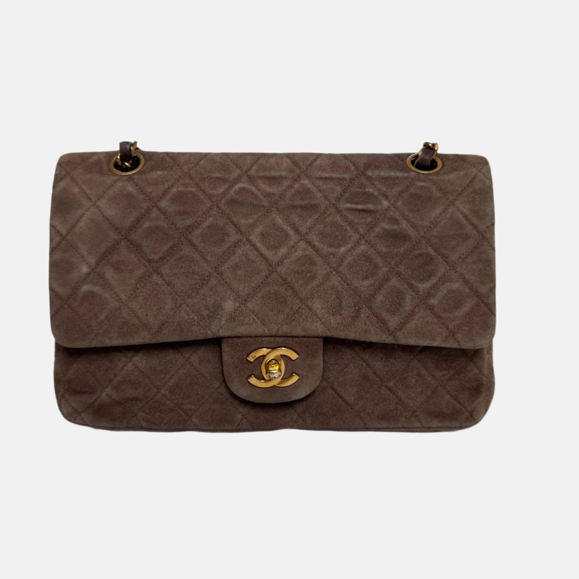 Chanel Classic Flap Suede 24k HW Brown Gold Small Leather Handbag
