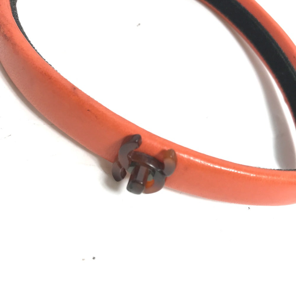 Chanel hair Headband Hairband CC COCO Mark Orange Leather Handbag