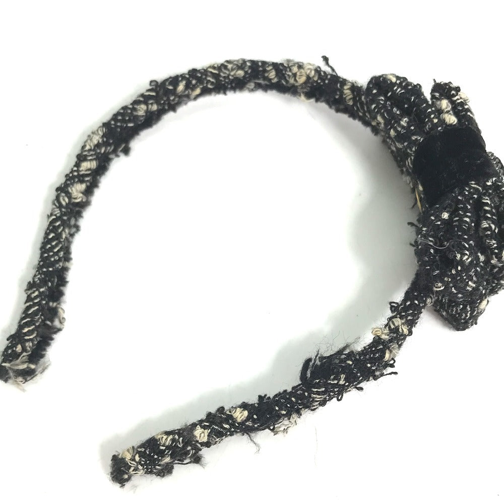 Chanel hair tweed Ribbon Ribon Black Handbag