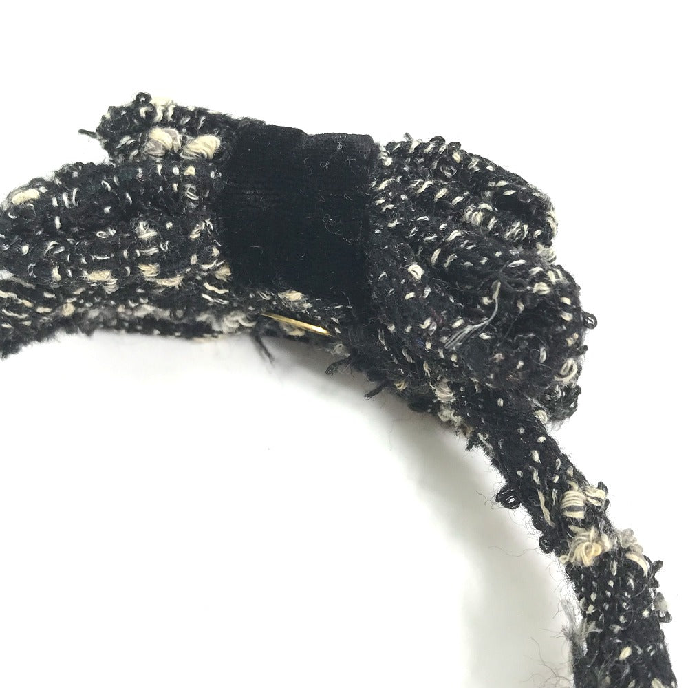 Chanel hair tweed Ribbon Ribon Black Handbag