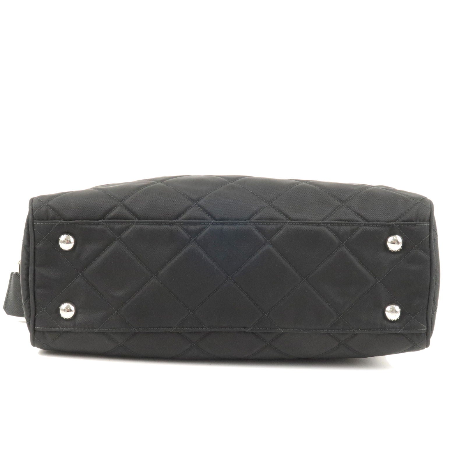 Prada Prada Nylon Leather Quilting Chain Shoulder Bag Black