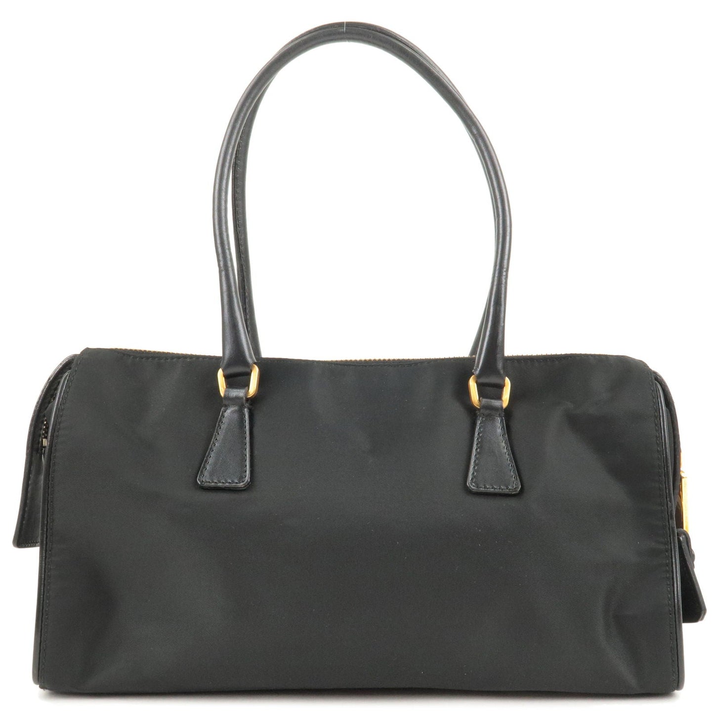 Prada Prada Logo Nylon Leather Hand Bag Black Nero Travel Bag
