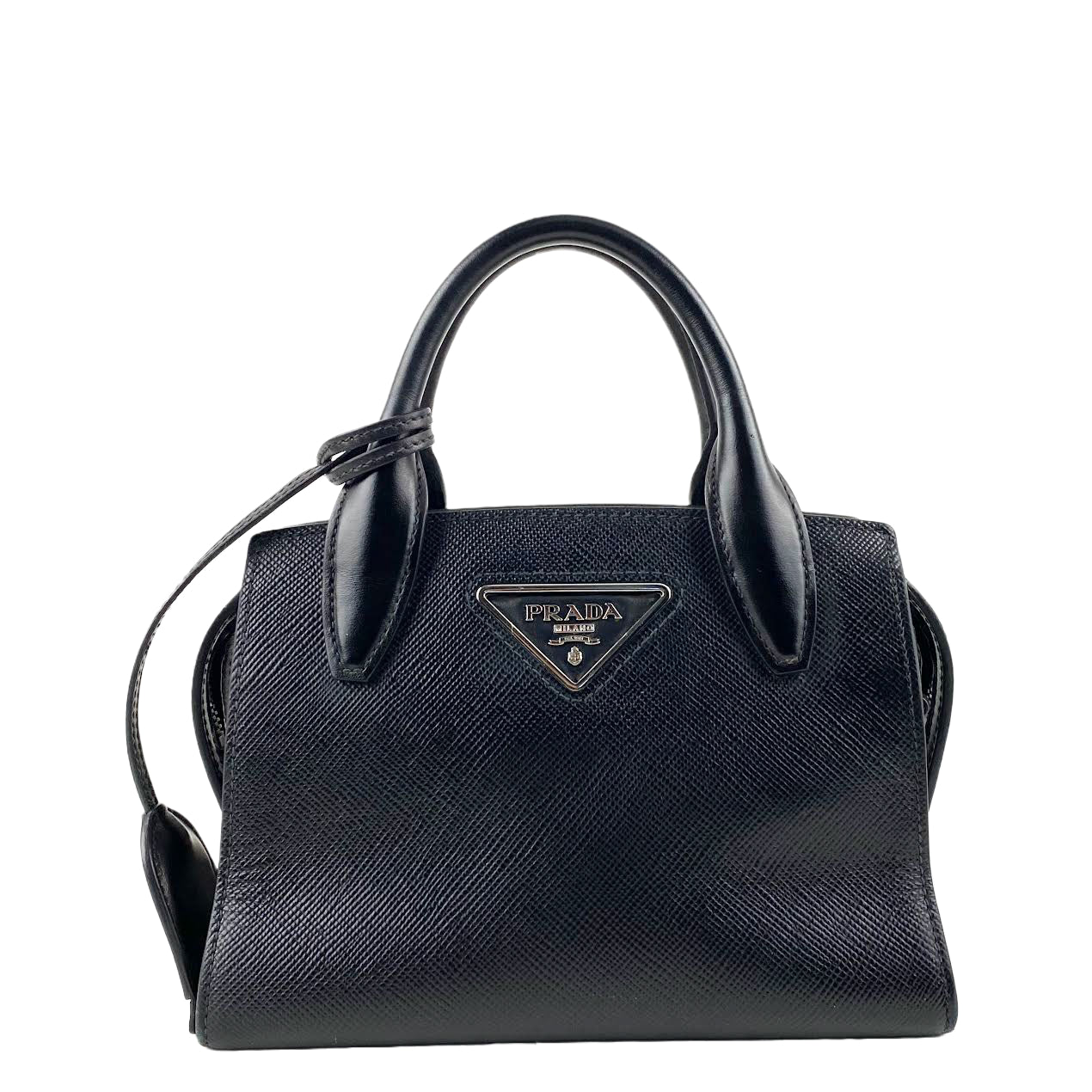 Prada Kristen Outlet Luxury Handbag Saffiano Black Small Travel Bag