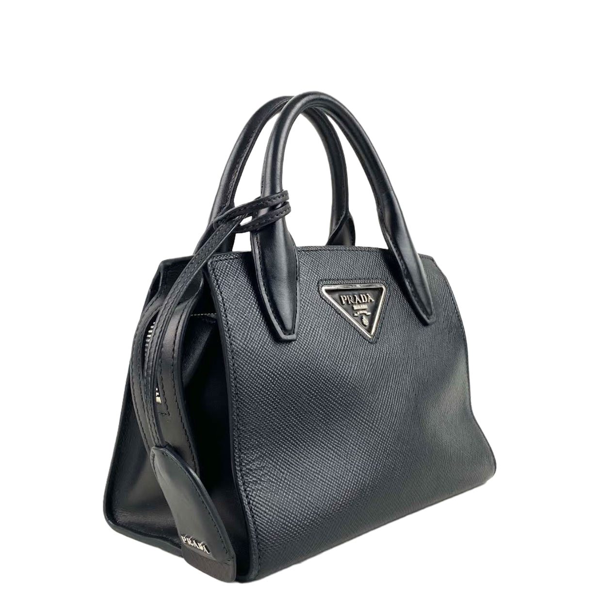 Prada Kristen Outlet Luxury Handbag Saffiano Black Small Travel Bag