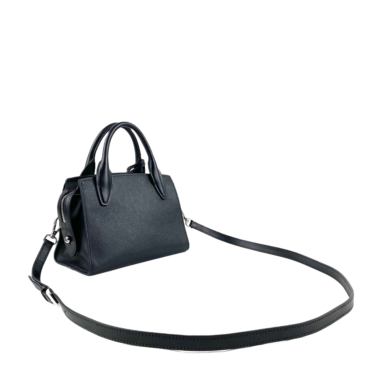 Prada Kristen Outlet Final Sale Luxury Handbag Saffiano Black Small Travel Bag