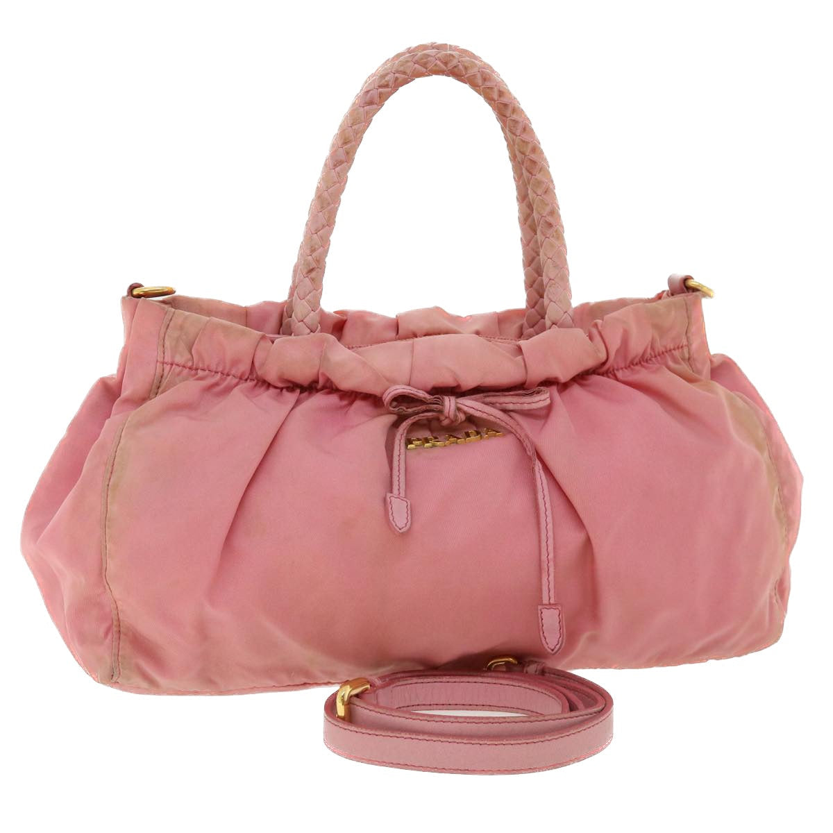 Prada Hand Bag 2Way Nylon Pink Travel Bag