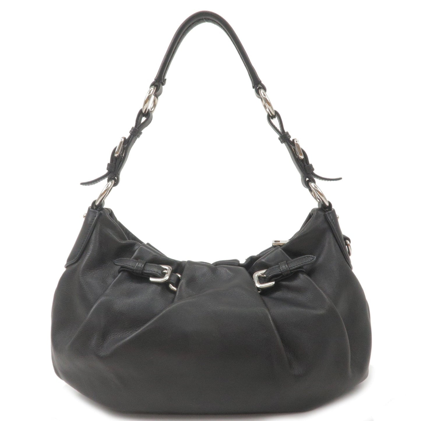 Prada Prada Soft Calf Leather Shoulder Bag Black Br3795