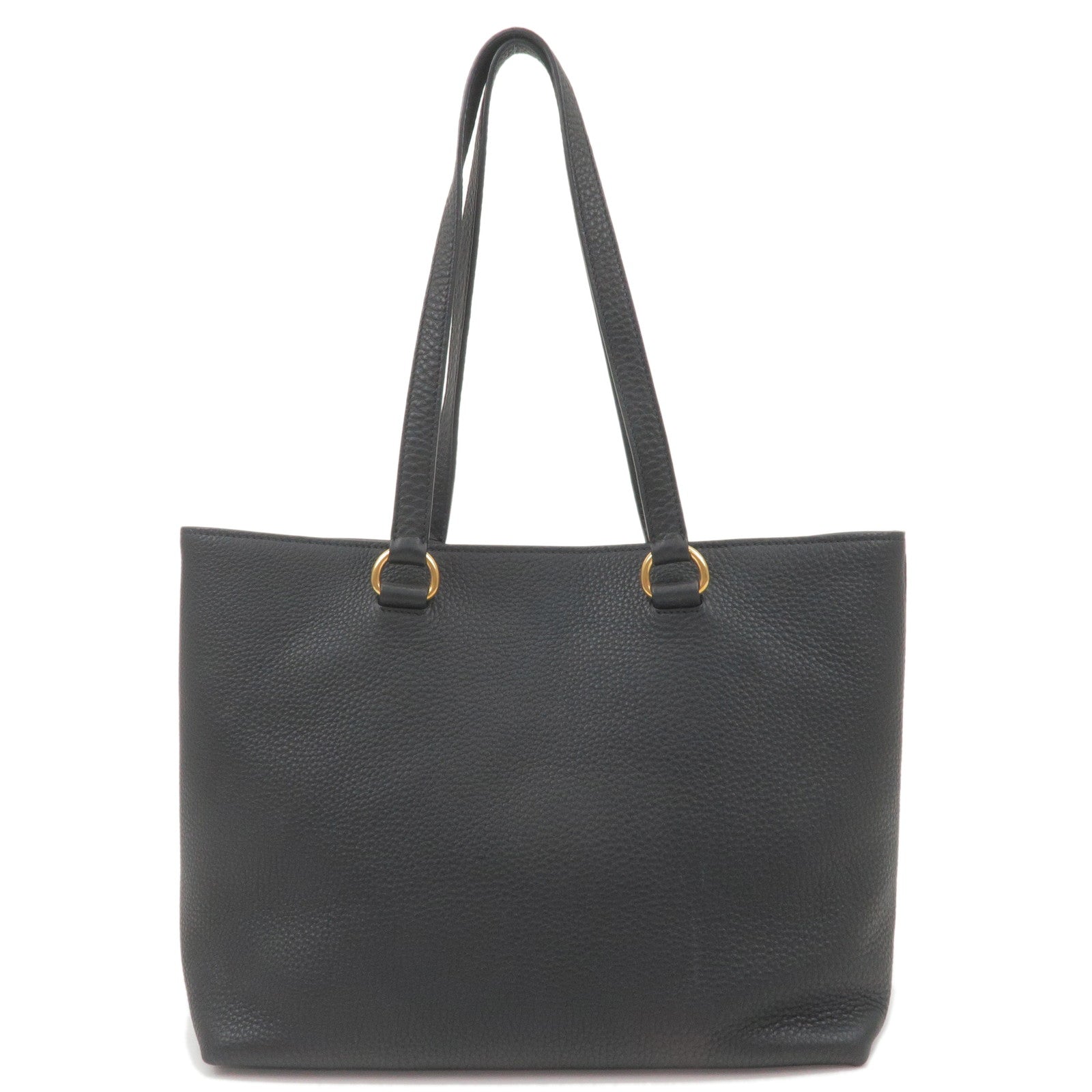 Prada Prada Logo Leather Tote Bag Black 1Bg100 36692