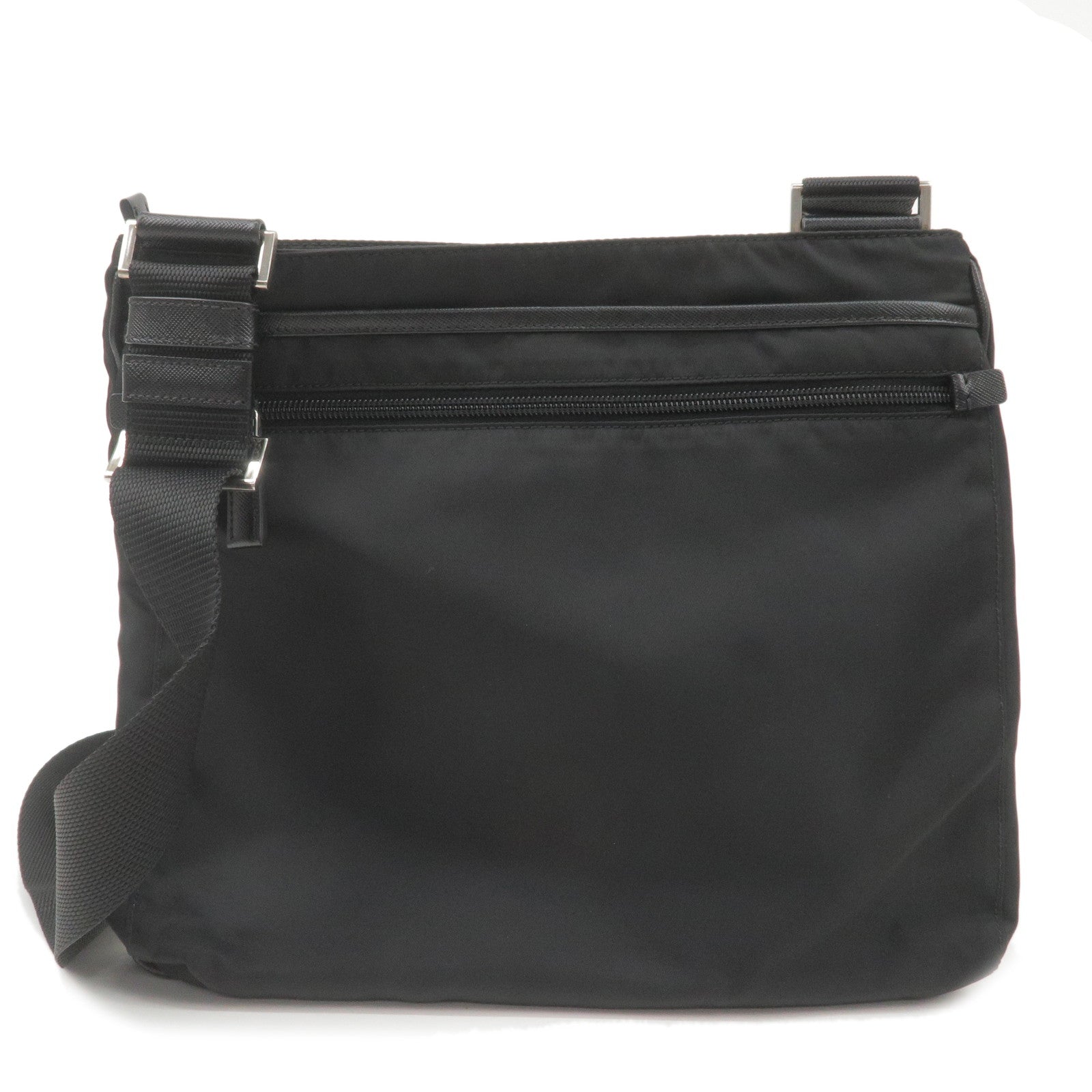 Prada Prada Logo Nylon Leather Shoulder Bag Nero Black Black 36701 15