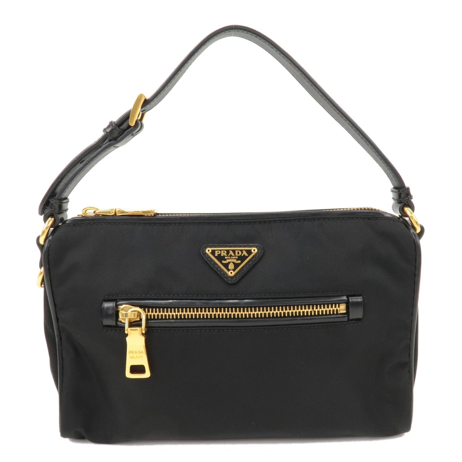 Prada Prada Logo Nylon Leather Shoulder Bag Hand Bag