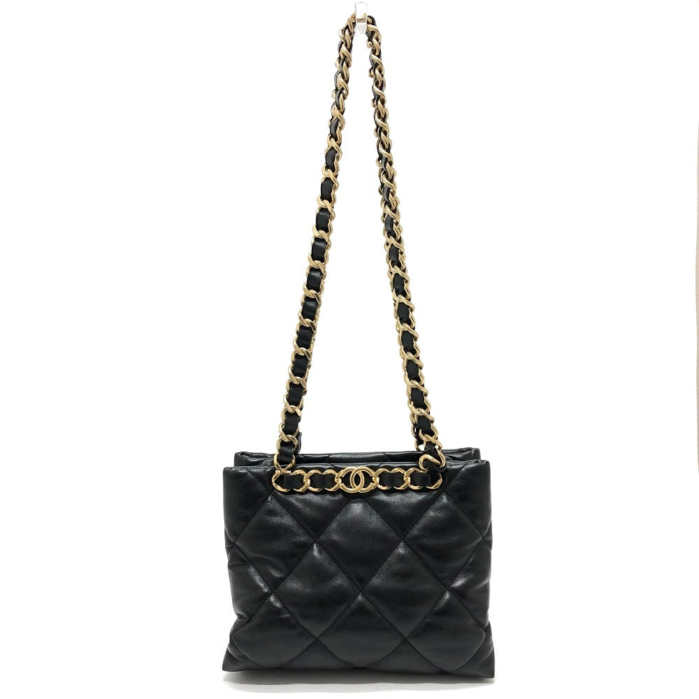 Chanel lambskin COCO Mark CC Matelasse shopping Black Small Shoulder Bag