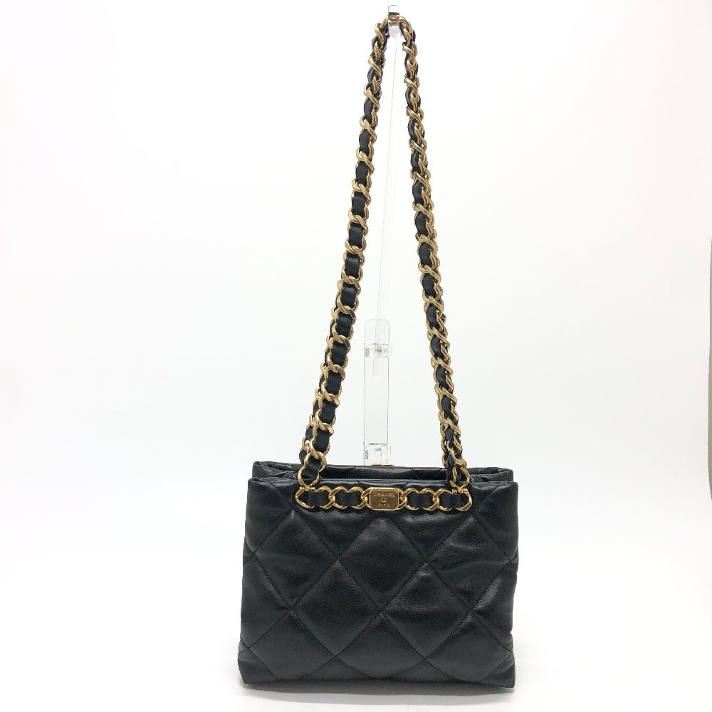 Chanel lambskin COCO Mark CC Matelasse shopping Black Small Shoulder Bag
