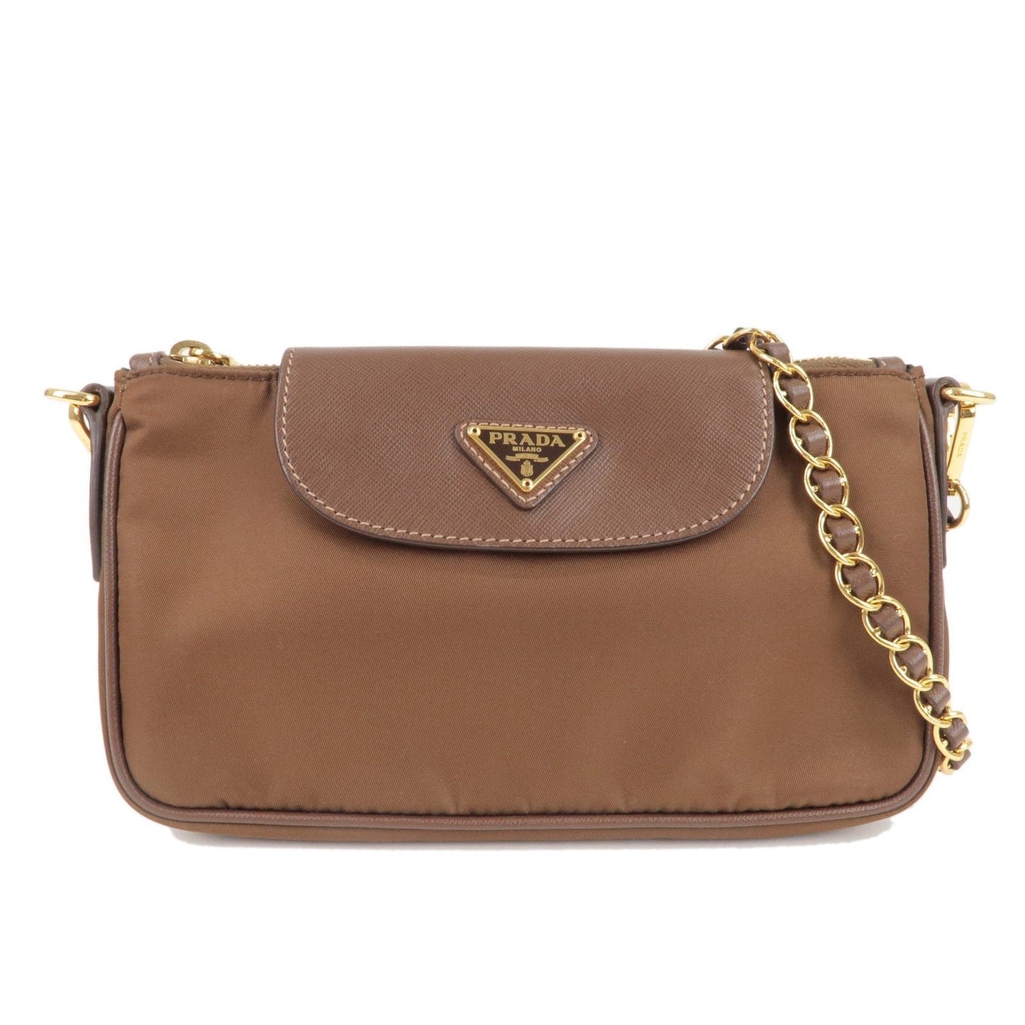 Prada Prada Logo Nylon Leather Crossbody Chain Shoulder Bag Crossbody Bag
