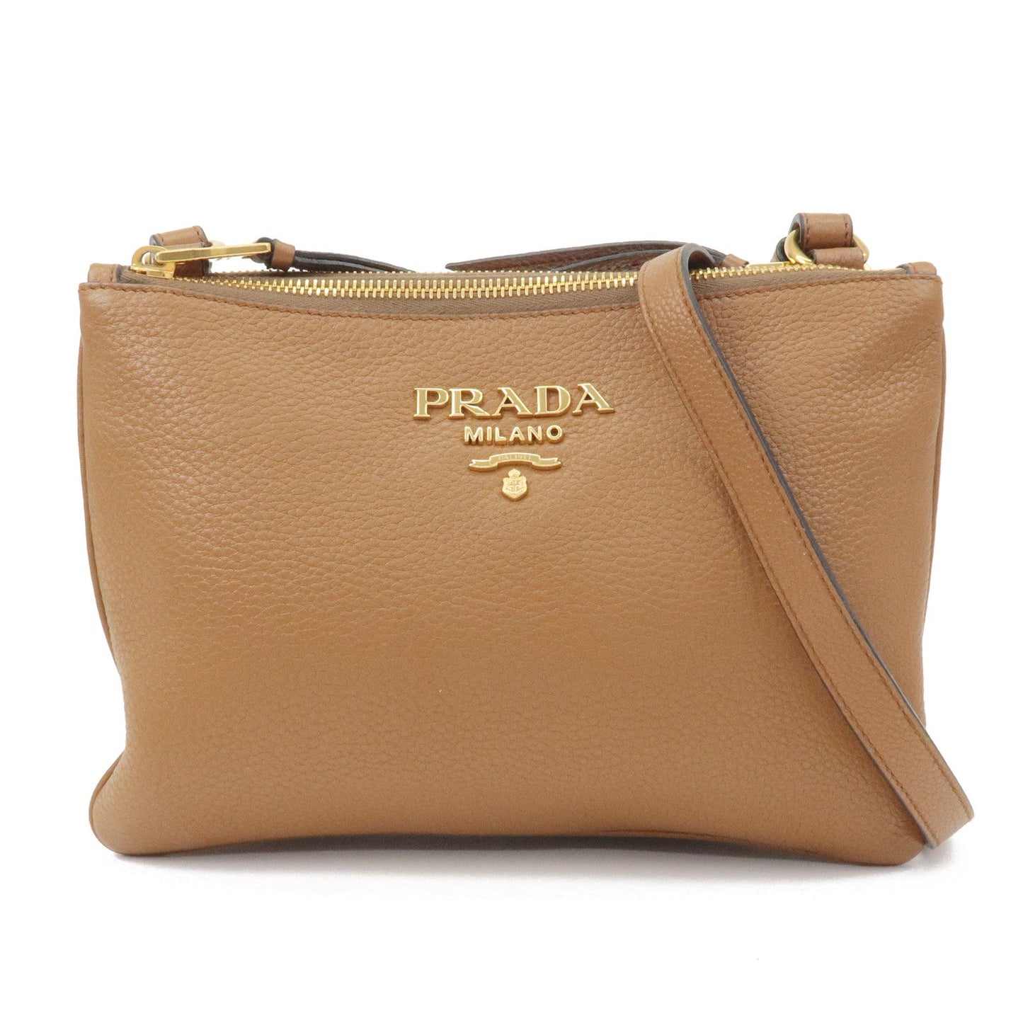 Prada Prada Logo Leather Shoulder Bag Crosbody Bag Brown