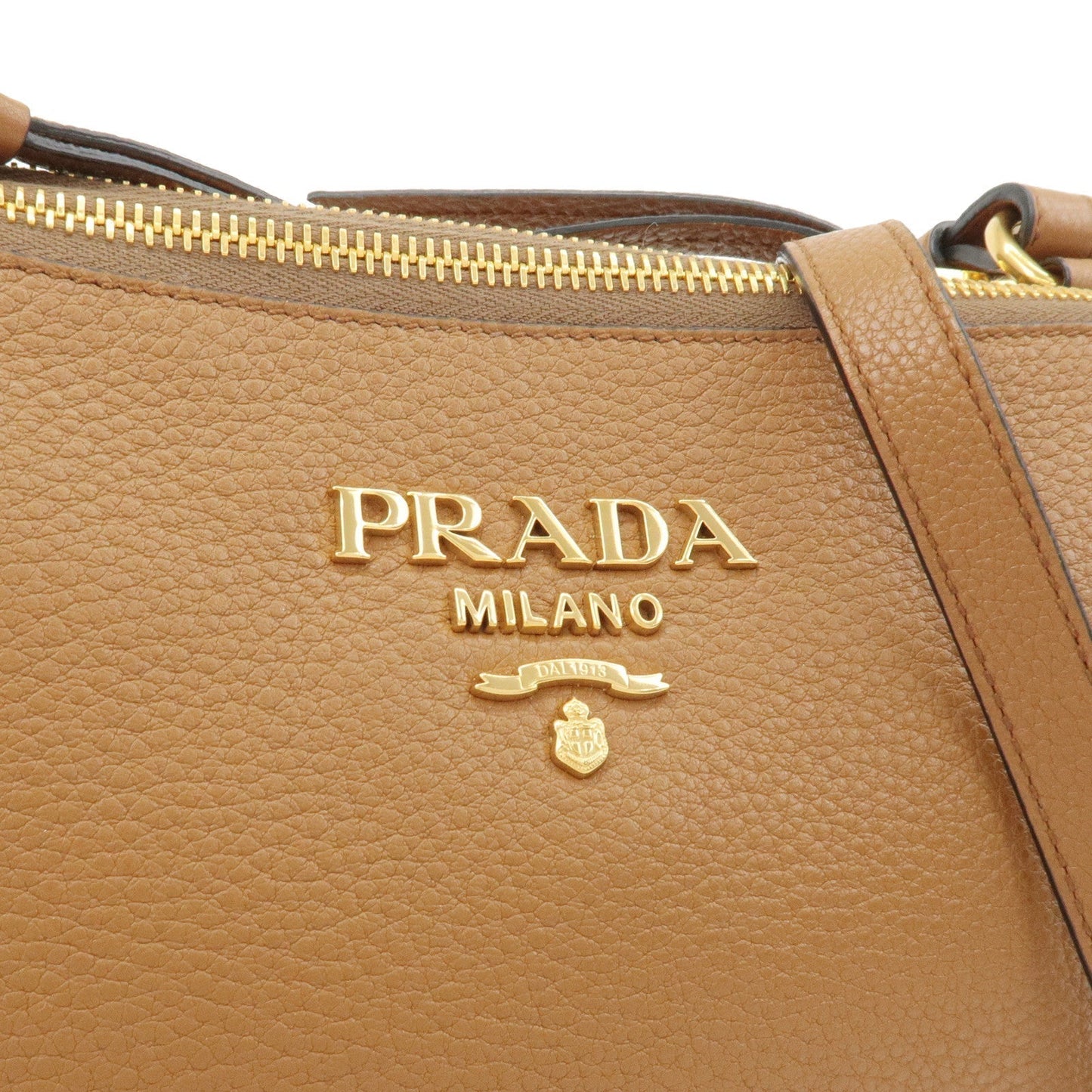 Prada Prada Logo Leather Shoulder Bag Crosbody Bag Brown