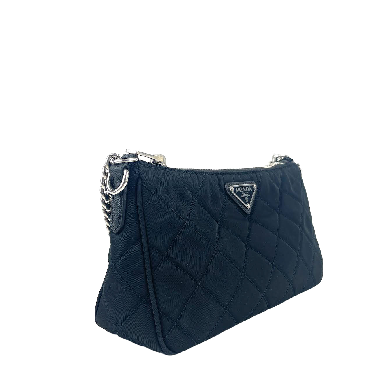 Prada Tessuto Crossbody Outlet Final Sale Nylon Quilted Chain Crossbody Bag
