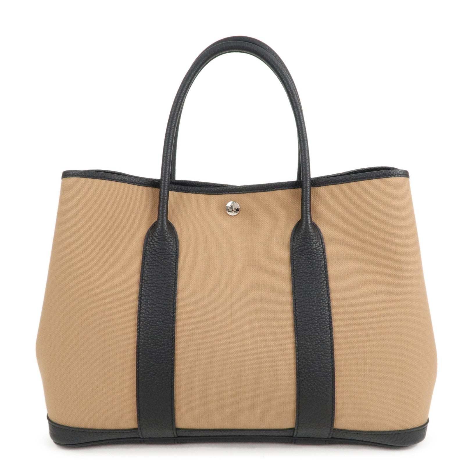 Hermes Luxury Toile Militaire Negonda Garden Party Bag Black Brown Travel Bag