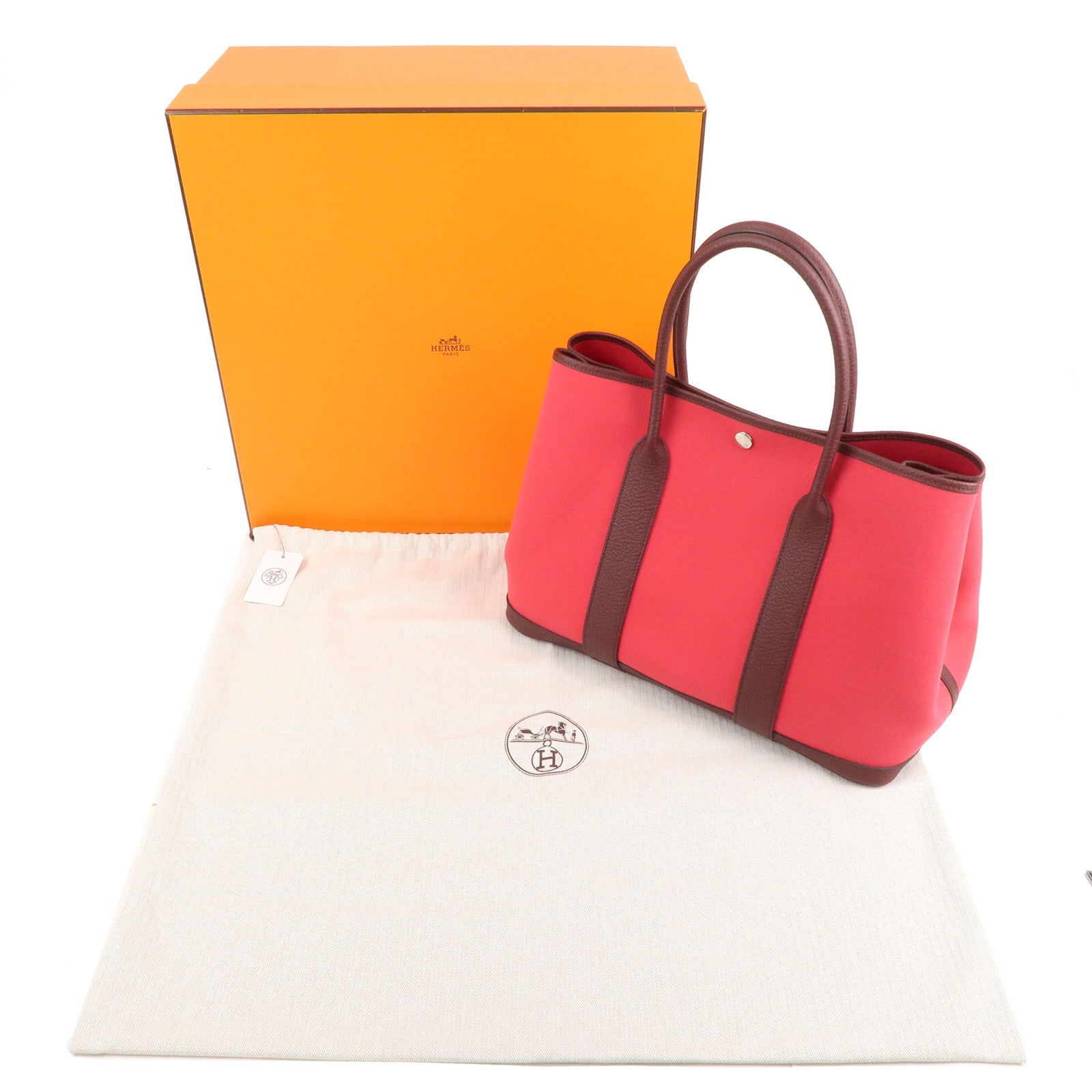 Hermes Luxury Garden Party Pm Tote Bag A Leather Canvas