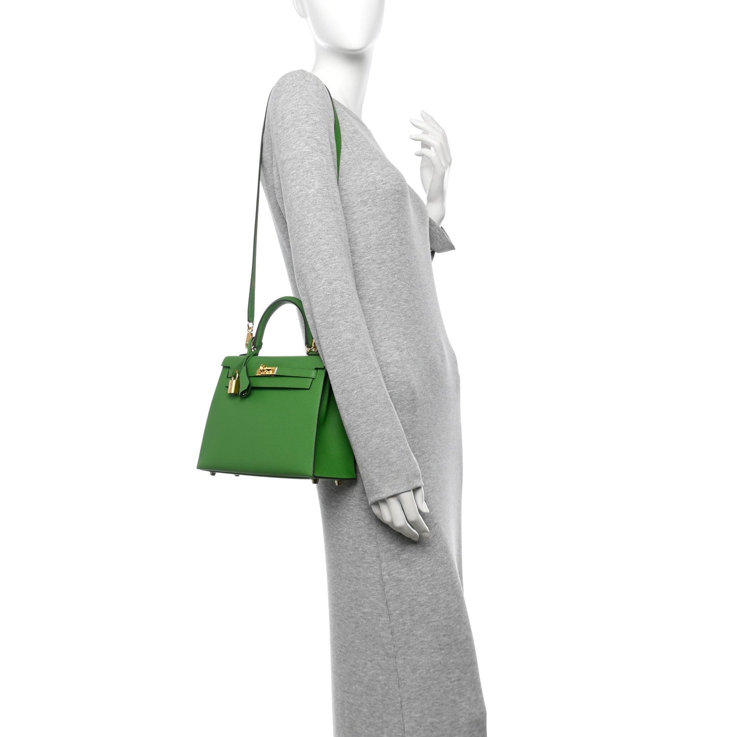 Hermes Epsom Kelly Sellier Vert Yucca Handbag Travel Bag