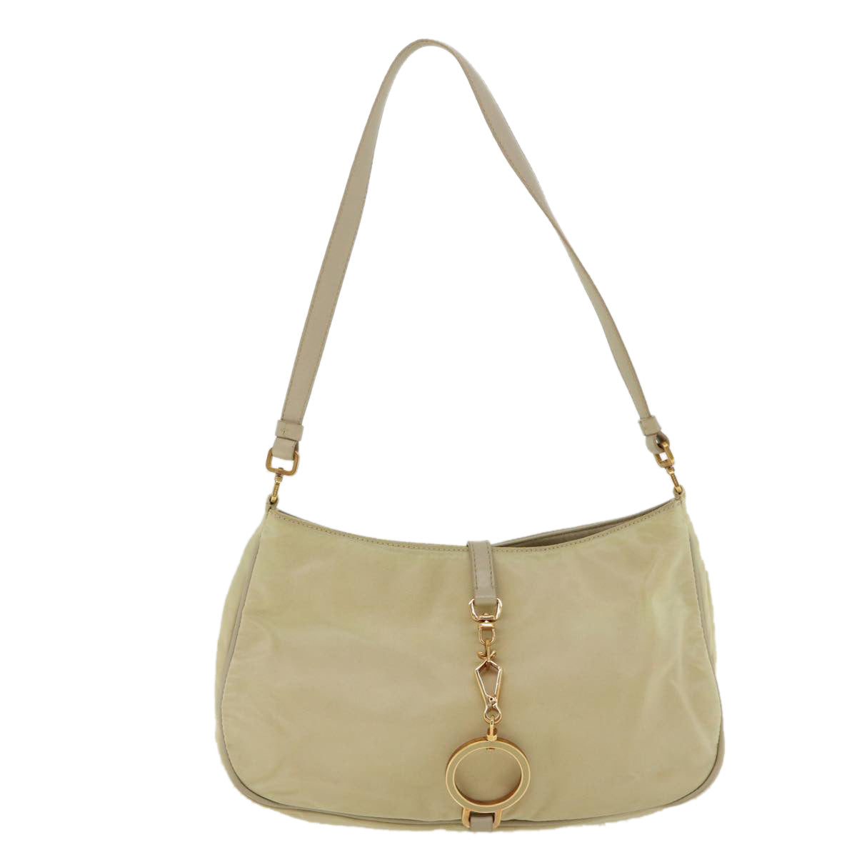 Prada Accessory Pouch Luxury Handbag Nylon Beige Clutch Bag