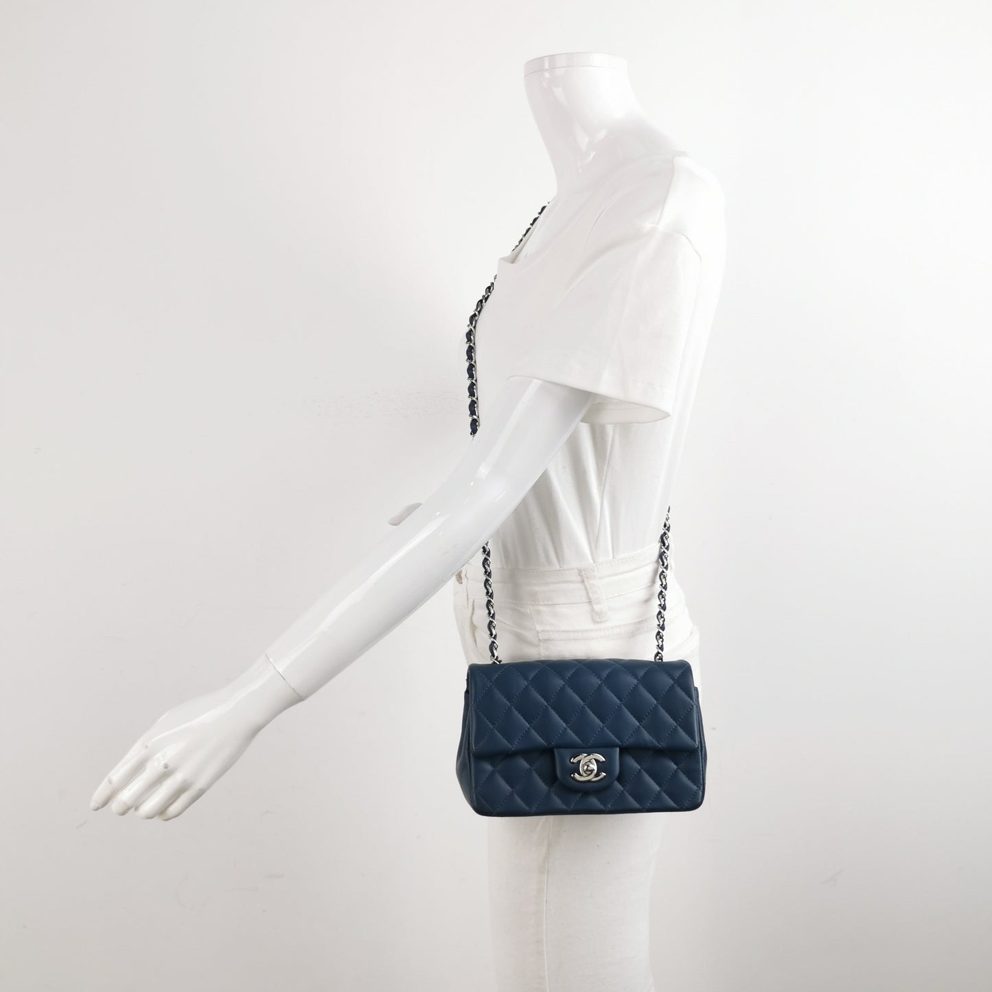 Chanel Classic Flap Rectangular Navy Lambskin Mini Bag