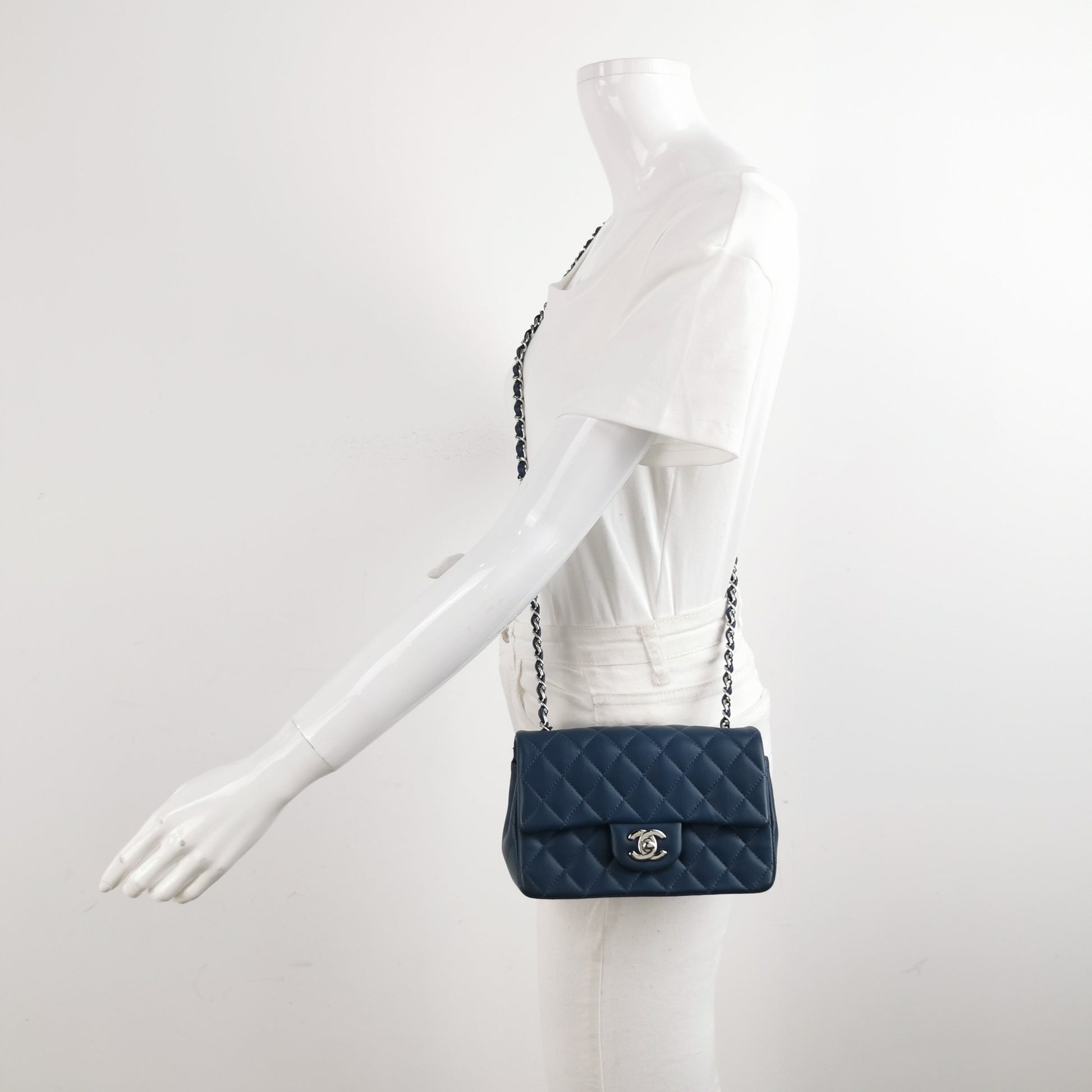 Chanel Classic Flap Rectangular Navy Lambskin Mini Bag