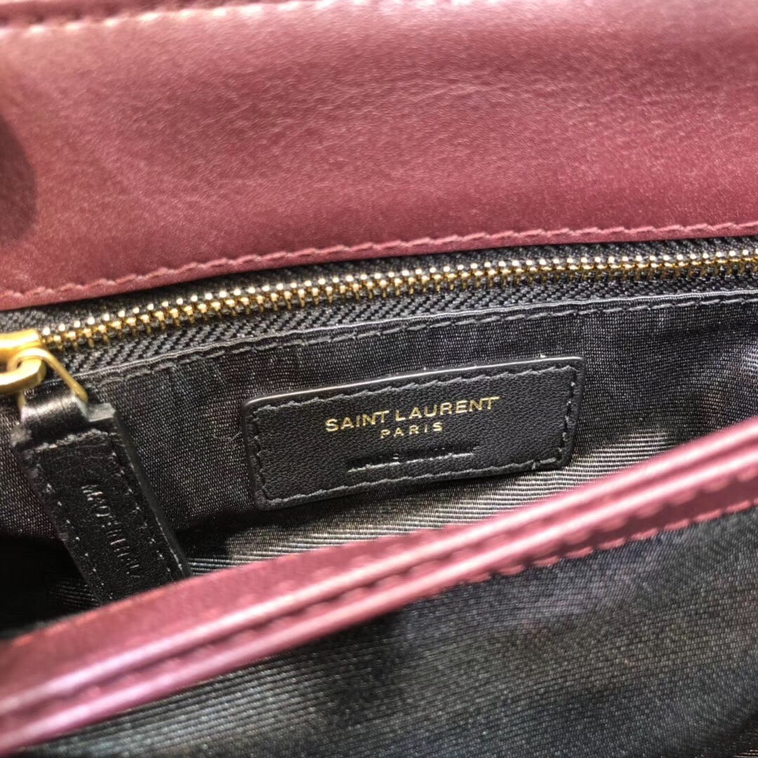 YSL Saint Laurent YSL Top Quality Loulou Shoulder Bag Burgundy Mini