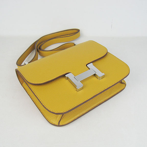 Hermes Luxury Constance Cowskin Bag H Yellow Leather Silver Travel Bag