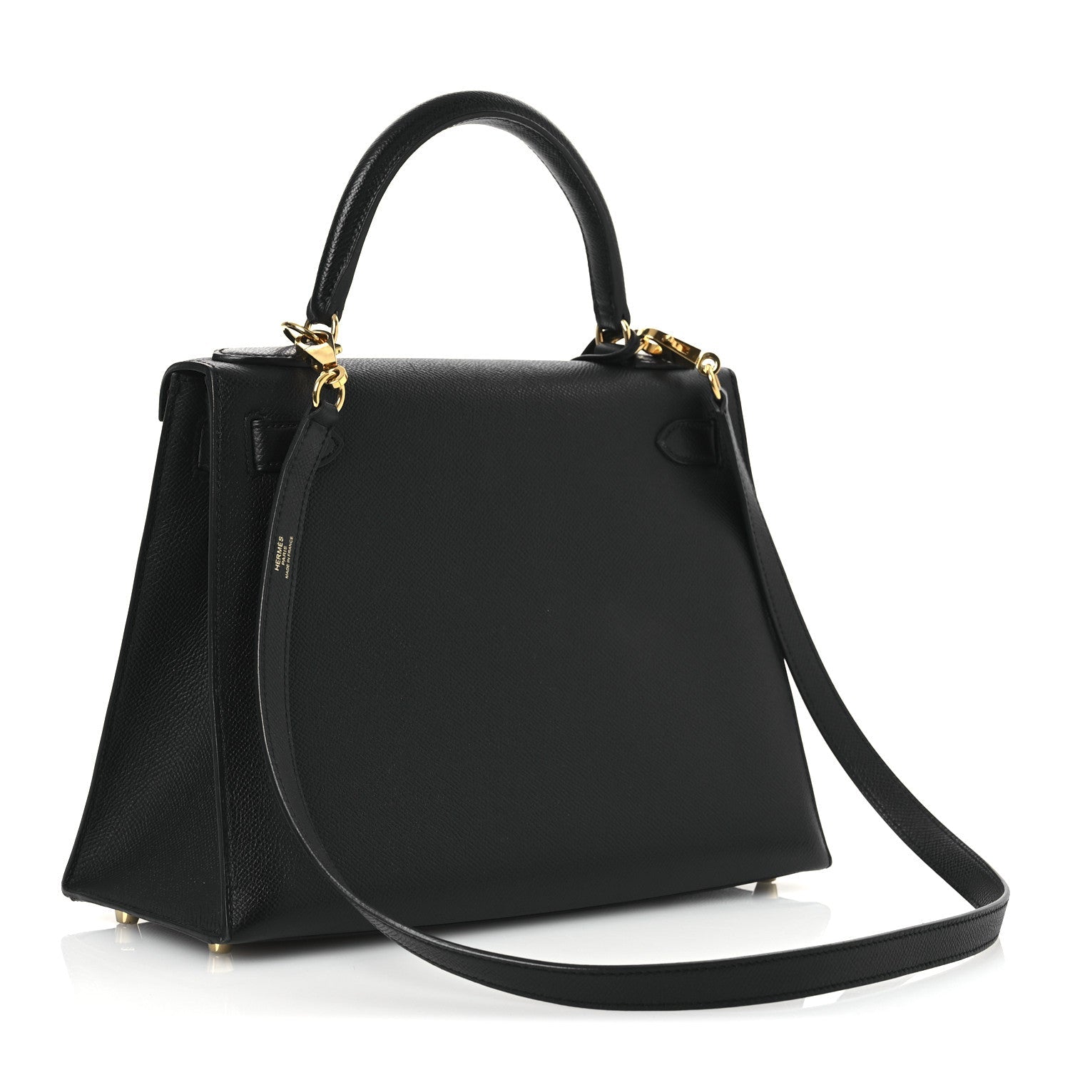 Hermes Epsom Kelly Sellier Handbag Black Travel Bag 28 Black 1722438