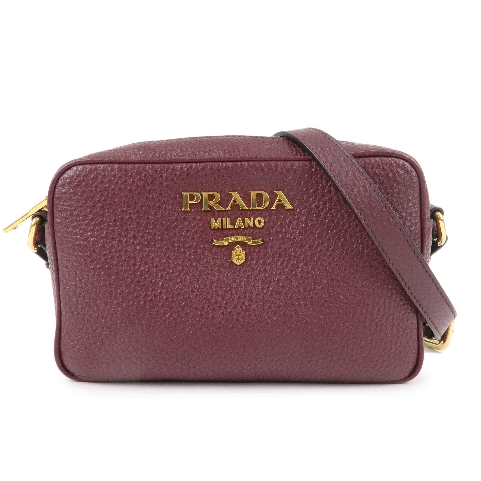 Prada Shoulder Bag Crossbody Bag Leather Purple Logo