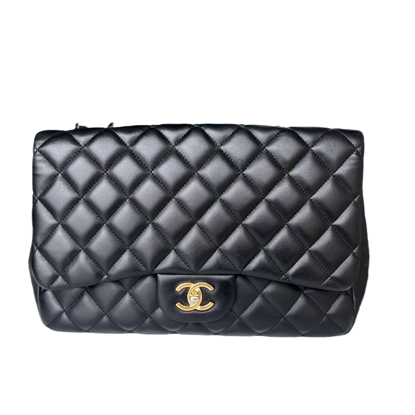 Chanel Timeless Classic Flap Jumbo Hardware Black Gold Handbag