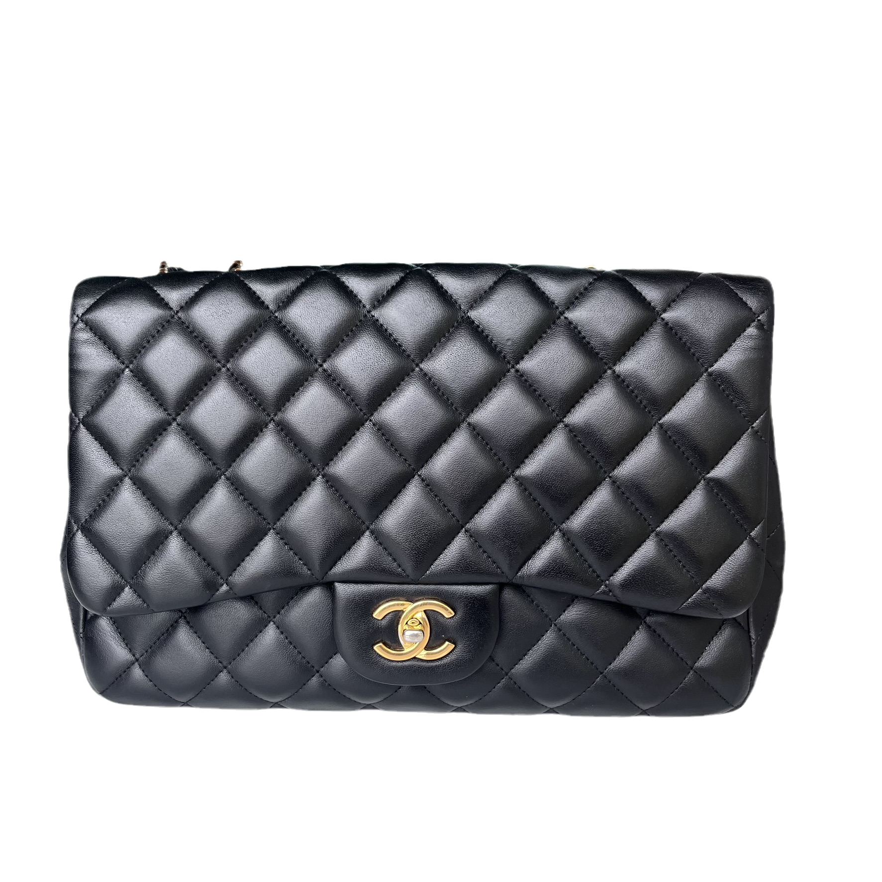 Chanel Timeless Classic Flap Jumbo Hardware Black Gold Handbag