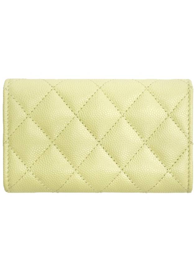 CC Logo Diamond Card Wallet Light Yellow Chanel