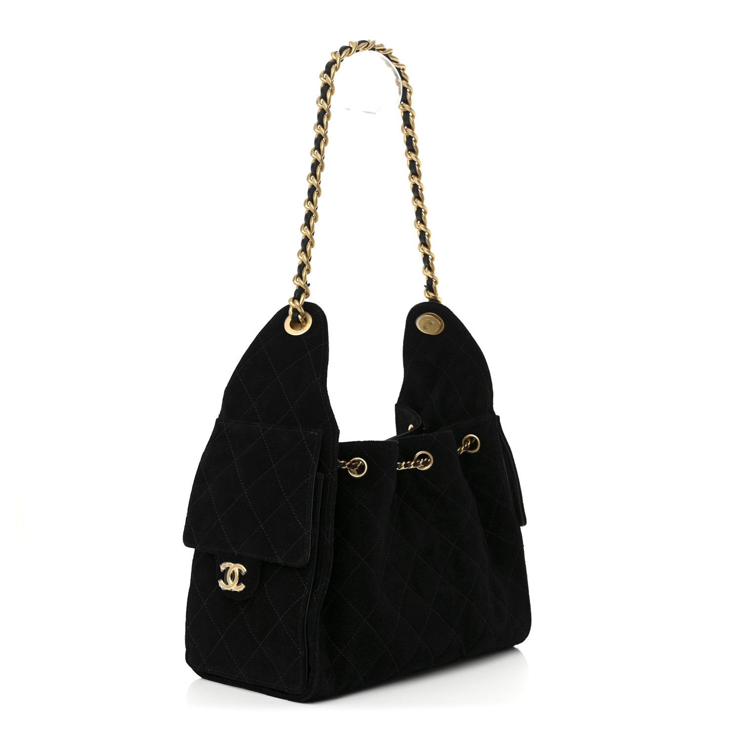 Chanel Suede Quilted Small 25 Handbag Black