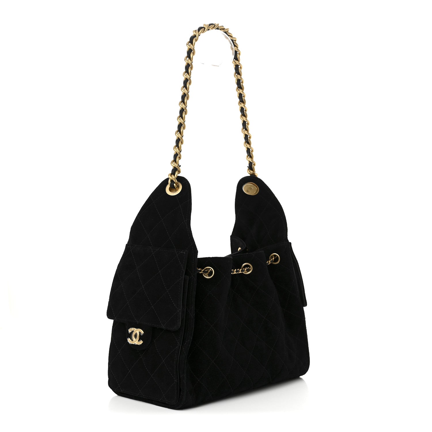 Chanel Suede Quilted Small 25 Handbag Black