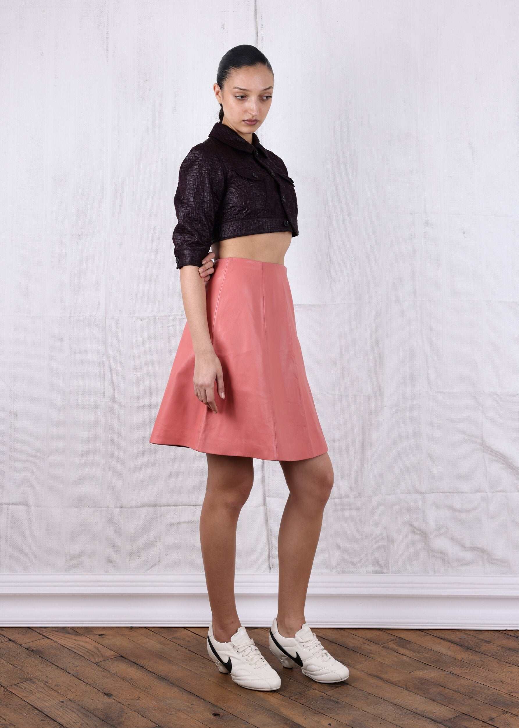 Prada Handbag Coral A-lined midi skirt Leather