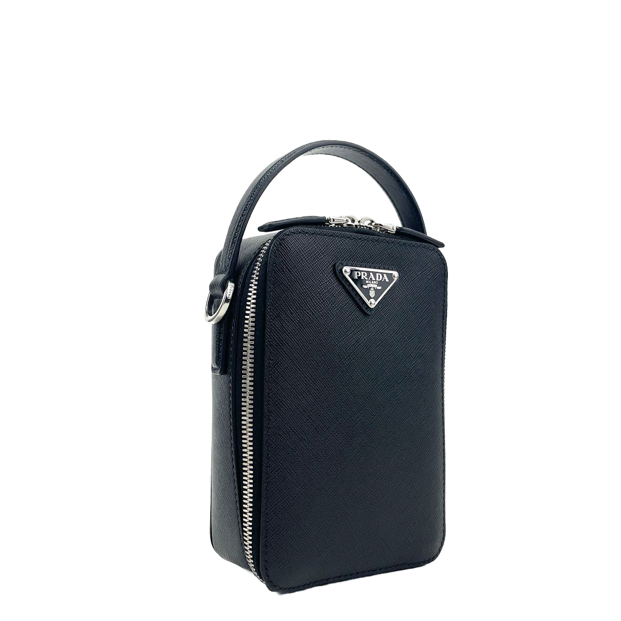 Prada Brique Bag W Strap Leather Canvas Saffiano Travel Bag