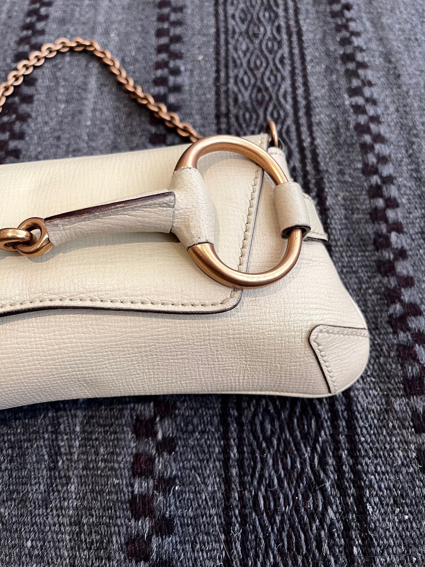 Gucci Horsebit Shoulder Bag Leather White Shoulder Bagl