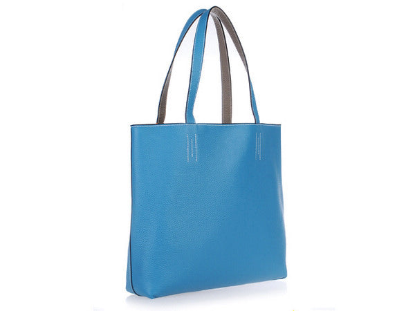 Hermes Luxury Shopping Bag Ladies Cow Grey Leather Travel Bag