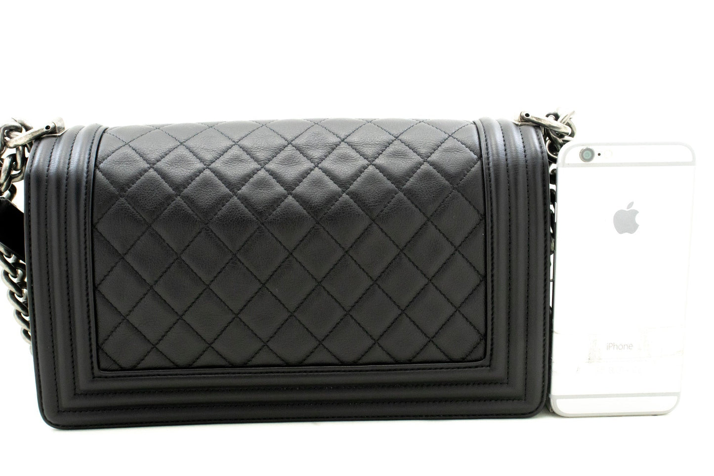 Chanel Boy Chain Shoulder Bag Black Quilted New Calfskin Leather