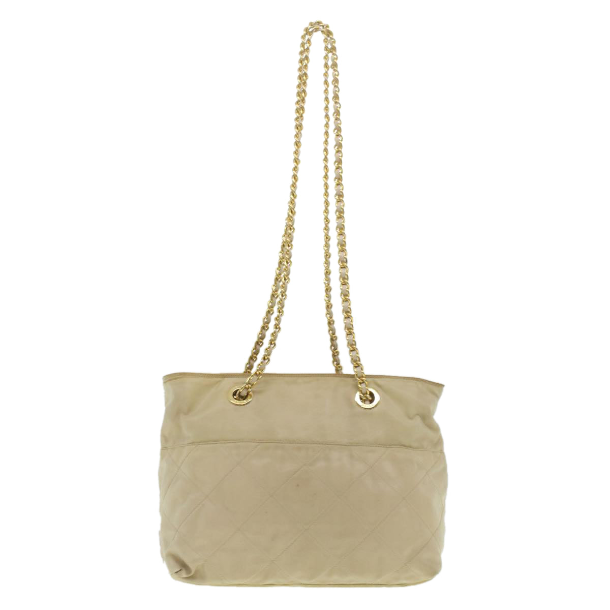 Prada Shoulder Bag Nylon Beige Chain Nylon Beige 37714