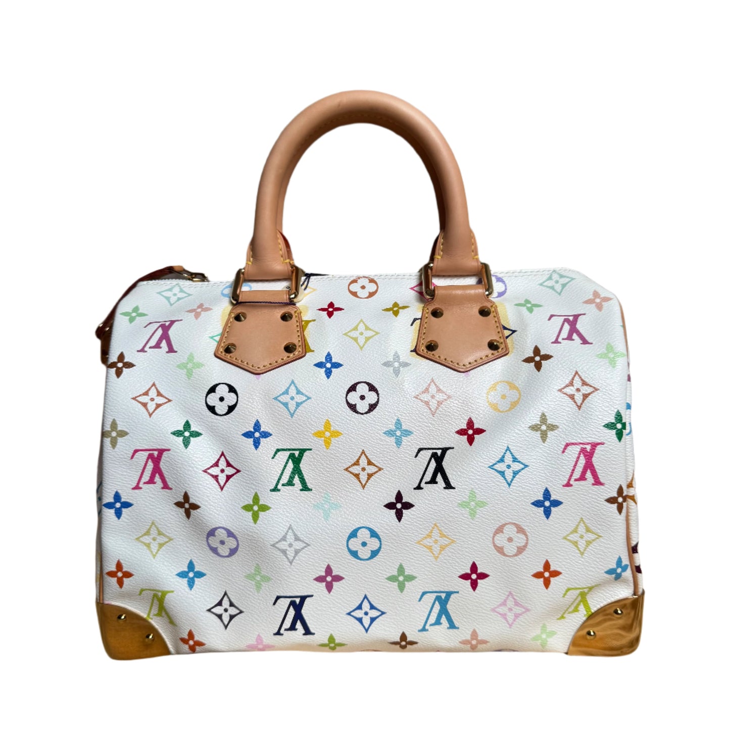 Louis Vuitton x Takashi Murakami Speedy 30 Lock Multicolor White Handbag Multicolor 11
