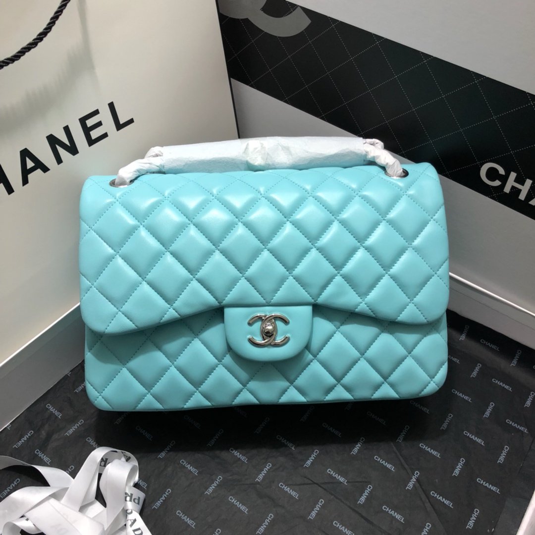 Chllarge Classic Handbag Hardware For Women Handbags Blue Silver Shoulder Bag