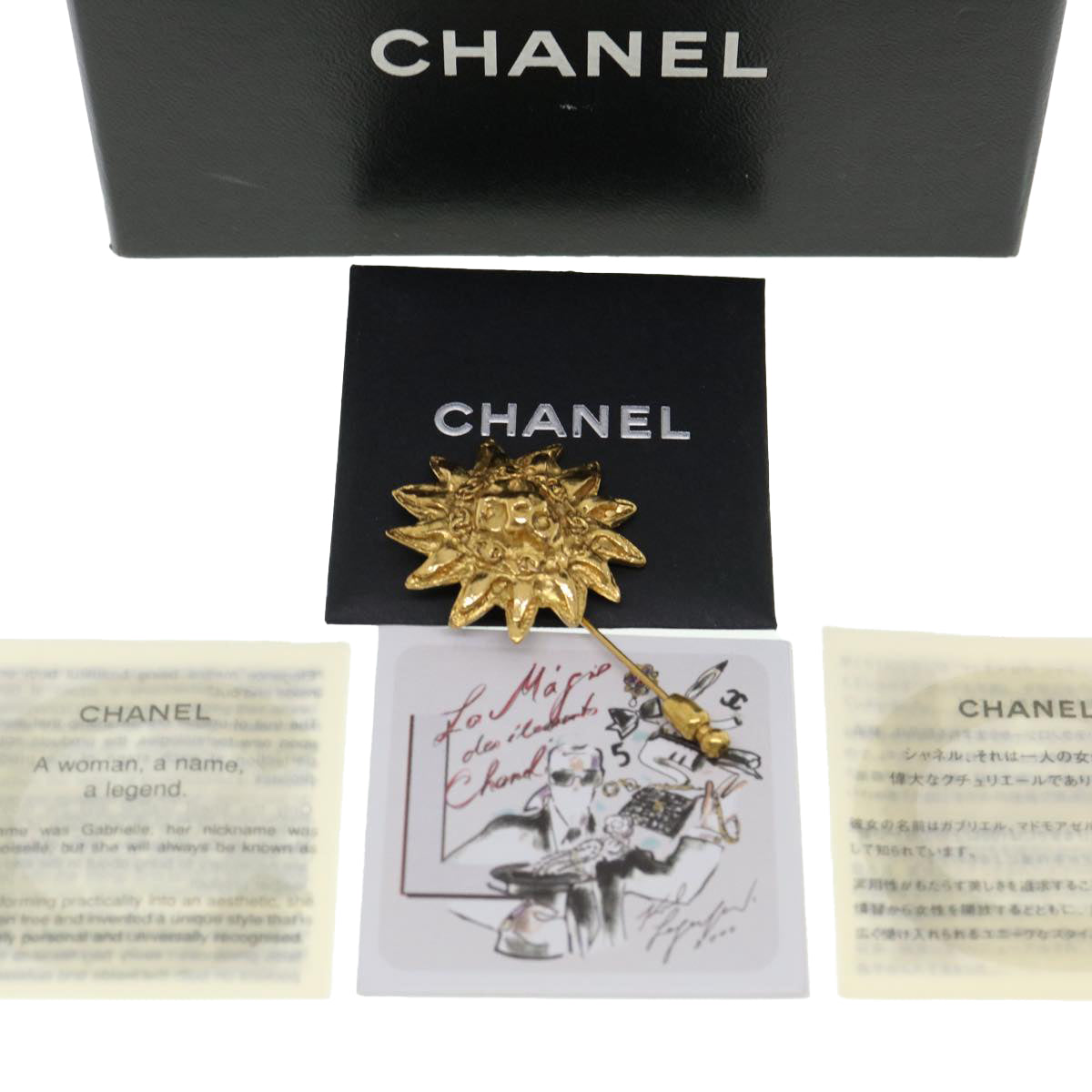 Chanel Brooch metal Gold CC Auth