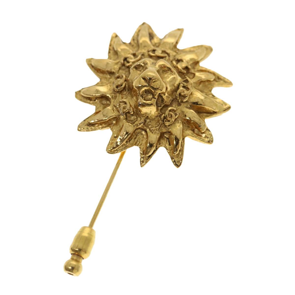 Chanel Brooch metal Gold CC Auth