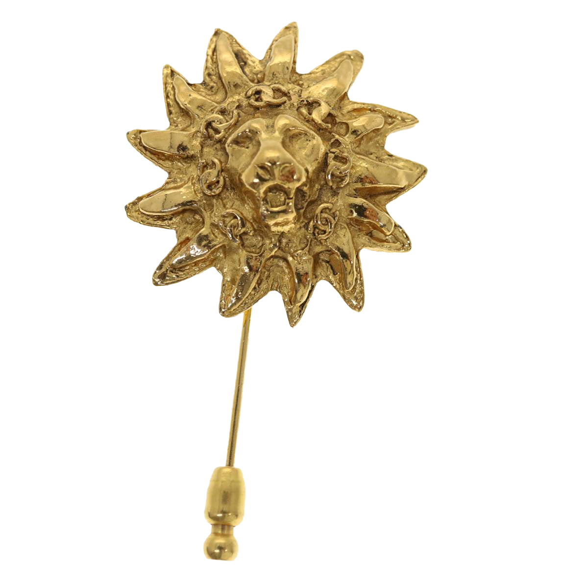 Chanel Brooch metal Gold CC Auth