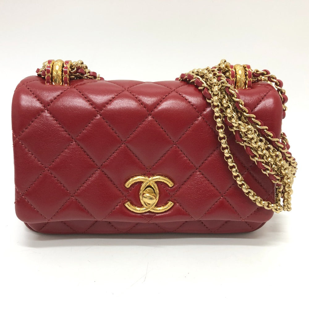 Chanel lambskin COCO Mark Matrasse Red Shoulder Bag